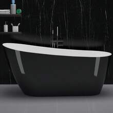 Freestanding Bathtub 59 Inch Black And White Acrylic Tub, Modern Soaking Bathtub For Small Bathroom Remodel And Relaxing Spa Bath - Black - View 8