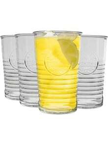 EstiloBormioli Rocco Officina - Juego De 4 Vasos De Agua Transparentes Con DiseñO De Anillo Texturizado Y Logotipo CláSico - 11 Oz De Alta Capacidad Para Soda, Jugo, Leche, Coca, Cerveza, LicorVersióN Mejorada - transparente - Ver 10