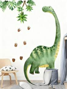 Cartoon Hand-Painted Dinosaur & Plant Wall Stickers, Nursery Bedroom Decor, Kindergarten Wall Decoration, Living Room Background Wall Home Decals - Multicolor - View 10