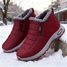 FZY 2026 Winter Ankle And Short Boots, Anti-Slip Winter Ladies' Insulated Boots - Fashionable Mid-Calf Boots - Thick-Soled Ladies' Ankle Boots, Ladies' Western Boots - Lightweight And Shock-Absorbing Outdoor Sports Boots - Enlarged-Size Ladies' Fleece Boots, Elegant Thick-Soled Shoes - Elegant Ladies' Shoe Styles - Cold-Proof And Warm Snow Boots, Suitable For Outdoor And Casual Winter Ladies' Boots - Flat Ladies' Boots, Black Boots - Brown Boots - Fur Boots, Perfect Christmas Decorations And Christmas Gifts. - 酒紅色 - 查看 1