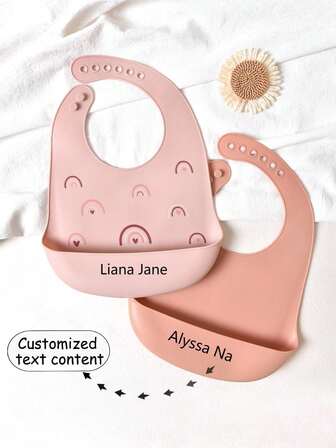 1/2 piezas Baberos para bebé, baberos arcoíris personalizados, impermeables, resistentes a las manchas, a prueba de fugas, ajustables, fáciles de limpiar, aptos para todas las estaciones, regalo personalizado