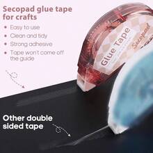 Scrapbook Tape, 4 Pack Double Sided Tape Roller Crafts, Adhesive Runner Scrapbooking Supplies Journaling School Office Teacher Supplies And Adults, 0.3INx 26FT - 0.3吋 x 26英尺 + 6 - 查看 2