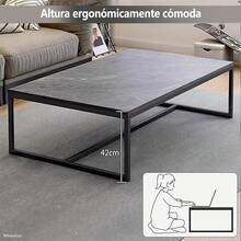 Mesa de Centro para Sala, Mesa Central Simple Y Moderna para Sala de Estar, Oficina en Casa, Fácil Montaje, Gris Y Negro 120x60x42cm(Gris) - Negro - Ver 5