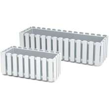 Window Box Flower Pot Planter 2 Sizes 4 Colours Rustic Slat Farm House Design Rectangle Garden Patio Decoration Pot - White - View 11