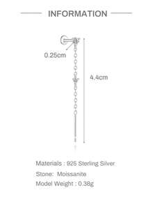 EleRunis 1pc 0.1 Carat Moissanite Diamond 925 Sterling Silver Star Tassel Flower Stud Earrings, 18K Gold Plated Flat Bottom Cartilage Earrings, Suitable For Daily Wear, Weddings, Parties, Engagements, Anniversaries, Valentine's Day And Other Occasions