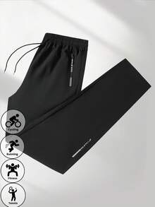 Pantalon de sport d'été pour hommes, pantalon de travail décontracté slim pour la course, la gym, l'exercice au printemps - Noir - Voir 1