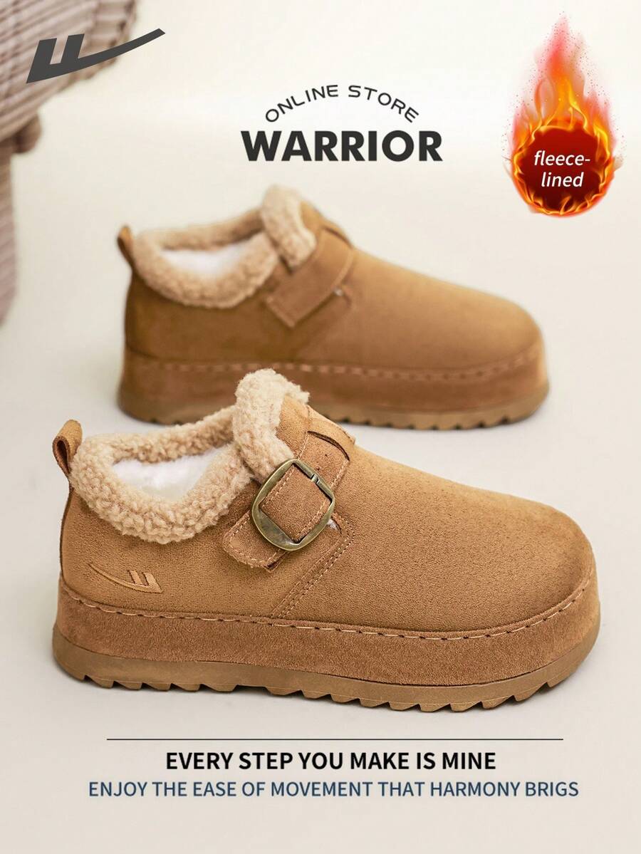 Warrior 女士秋冬休闲时尚鞋款,厚底设计提升舒适度,百搭复古英伦风,四季皆宜,耐磨耐穿,保暖内衬运动鞋。 - 卡其色 - 查看 1