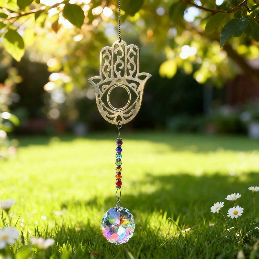 Pendente in cristallo di Fati, collettore di luce solare, perline di vetro multisfaccettate, creatore di arcobaleni, decorazione per auto, meditazione, giardino, balcone, ornamento appeso - Multicolore - Visualizzare 1