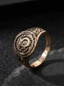 Luxury Personalized Chinese Dragon Jewelry Ring, Fashionable Couple Ring, Christmas, New Year Gift, Anniversary, Coming Of Age Gift - Bronze - View 2