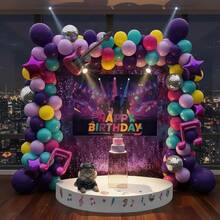 This 144-Piece Music Hunter KPOP-Themed Balloon Arch Decoration Set Includes Disco Star-Shaped Polyester Film Balloons With Musical Symbols. Suitable For Birthday Parties, Y2K Music Events, Movie/TV Drama Fan Gatherings, And Other Occasions Themed Around Korean Pop Music. - 彩色 - 查看 2