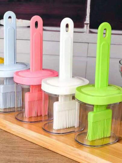 One-Piece Integrated Silicone Oil Brush Set With Bottle. Japanese-Style High-Temperature Resistant Cooking Brush, Specially Designed For Kitchen Use In Pancake Making, Grilling, And Baking. Even Oil Control, Bristle-Free, Leak-Proof, Easy To Store,  Oil Control Tool, Portable And Easy-To-Clean Cooking Utensil.