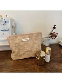 Handmade Woven Cosmetic Bag - Artistic Crochet Zipper Makeup Pouch, Minimalist Women Clutch ,Travel Essential Bag - Multicolor - View 7