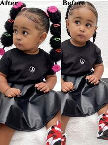 Set de 2 pinzas para cola de caballo con decoración de flores coloridas para niñas afroamericanas con cabello rizado, accesorios para el cabello de colores aleatorios para niños - Negro natural - Ver 4
