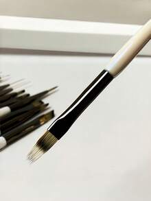 单支彩虹白亚克力手柄美甲笔 - 超细线条/扁平/斜角尼龙刷毛，适用于凝胶美甲、法式美甲、细节绘制和美甲设计 - 防滑人体工学手柄，耐用金属带，便携式一体式工具，适合专业美甲师和初学者在家使用。 - 彩色 - 查看 4