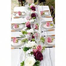 2Pack Artificial Peony Flower Garland - Silk Peony Garland With White Flowers Wedding Party Table Decoration, 6ft/Strand - Trắng & đỏ tía & hồng + 2 - Xem 7