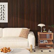 1 Roll Of Dark Brown Wooden Strip Peeling Wallpaper - Waterproof And Moisture-Proof Self-Adhesive Detachable Wallpaper Used For Cabinet Stickers Wall Bedroom Bathroom Kitchen Countertop Ceiling Decoration - Easy To Install Contact Paper Furniture Decoration Wallpaper 45CM*500/300/100CM
