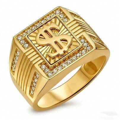 Luxury Personalized Design Dollar Bill & Wealth Jewelry Ring, Fashionable Couple Wedding Band, Christmas, New Year Gift, Anniversary Birthday Coming Of Age Gift