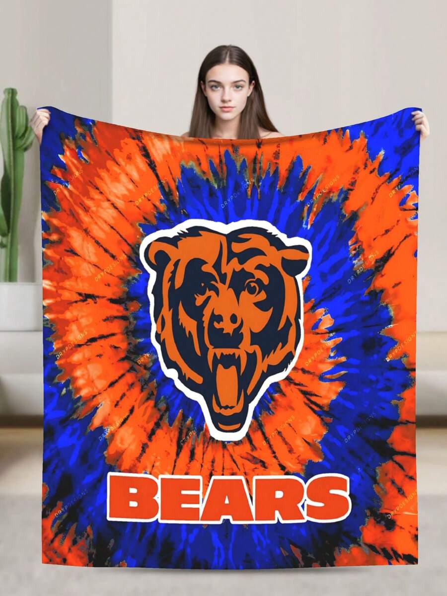 Chicago Merch Bears Throw Blanket Warm Blankets Breathable Air Conditioner Blanket For Car Classic Outdoor Blankets For Picnic For All Season - 黑色 - 查看 1