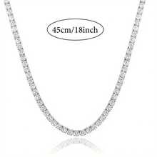3.0-6.5mm Round Moissamite Necklace - Hip Hop Rock Style, 925 Sterling Silver, Couple Style, Perfect For Engagement, Proposal, Birthday And Anniversary Gifts - 55厘米/21.65英寸 - 查看 5