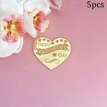 5个/10个/20个装亚克力金色爱心纸杯蛋糕装饰插牌，增添浪漫氛围，适用于情人节、婚礼装饰和烘焙用品 - 彩色 - 查看 35