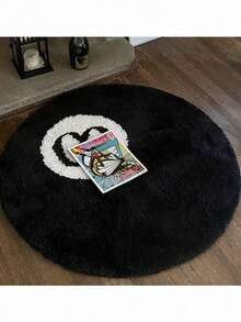 1pc Black Background White Dot Decorative Carpet, Bedroom Decor, Small Rug, Carpet, Home Decor, Living Room Carpet, Living Room Small Rug, Bedroom Carpet, Living Room Home Decor, Outdoor Rug, Washable Carpet - Multicolor - View 2