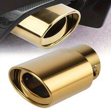 1个不锈钢汽车排气尾嘴 - 镀铬装饰，多色亮面，经久耐用且时尚的后排气管装饰配件，可提升车辆外观，排气管升级，光滑金属表面，高品质结构 - 單管款 - 查看 5