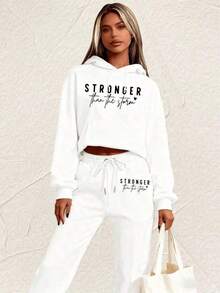 Valentines SweatshirtsWomen Winter Clothing LC Women's Casual Style - "Stronger Than The Storm" Letter Print Hoodie, White, Loose Fit, Perfect For Autumn And Winter Wear, Comfortable Clothing |   Loose Fit Hoodie |   Halloween Clothing, Thanksgiving Clothing, Autumn Winter Hoodies, Men And Women General Short Socks, Large Size Autumn Clothing, Sweatshirts, Women's Autumn Clothing |   Loose And Comfortable Women's HoodiesLoose And Comfortablehoodie - 灰色 - 查看 8