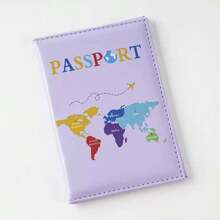 1pc Travel Passport Holder With World Map & Letter Pattern, Matte PU Material, Cross-Border Document Organizer, Holiday Accessory, Summer/Christmas Vacation Travel Passport Wallet ,Travel Essential Bag - Multicolor - View 15
