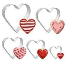 5 Pcs Heart Mold Set - Stainless Steel Clay Molds, Biscuit Molds, Kitchen Essential Gadgets, Food Stylers For Holiday Parties, DIY Handmade Baking Molds