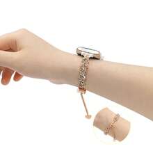 全新表带，兼容 4/5/6/7/8/SE，新款手镯式表带，女士银色手镯式表带，采用钻石花朵设计，搭配螺旋金属表带，兼容 38/40/41/42/44/45/46/49毫米表带，兼容 Ultra/SE/1/2/3/4/5/6/7/8/9/10系列，时尚优雅，适合日常、休闲、商务场合。