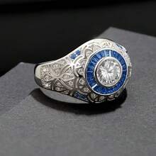 1pc S925 Silver Inlaid 3-Carat Moissanite Unisex Ring, Suitable For Daily Wear As A Birthday Gift For Family, Friends, Couples, Holiday Gifts, Halloween, Christmas, Valentine's Day, Carnival - 3CT - Xem 2