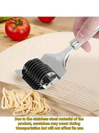 1pc 8.8 Inch Pasta Cutter, Stainless Steel Spaghetti Cutter, Handheld Dough Cutter, Pasta Extruder, Italian Pasta Maker, Pasta Lattice Roller, Kitchen Cooking Handheld Dough Cutter (Random Color And Style)