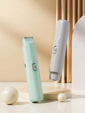 Afeitadora eléctrica y recortadora de bikini 2 en 1 para mujeres, dispositivo inalámbrico recargable de 200mAh para eliminación del vello, diseño de doble cuchilla, totalmente impermeable, uso en seco y húmedo, luz LED y cuchillas hipoalergénicas, apto para línea del bikini, axilas, piernas, brazos, Body y rostro, ideal para piel sensible, incluye estuche de viaje, gran regalo para mujeres, adolescentes y novias