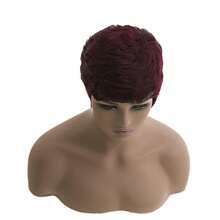 Short Pixie Cut Wigs For Short Wigs For Women Black Wavy Layered Short Wigs - 紅色 - 查看 5