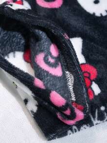 Hello Kitty Flannel Pants - Cute Kitty Sleeper, Hello Kitty Face Pattern Pants, Perfect Gift For Large Women Comfortable Home Dressing - Black - View 7