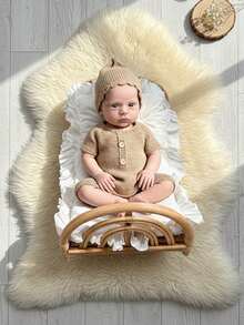 Newborn Baby Soft Ruffled Edge Cushion Pad With Pillow Set For Infants Studio Photo Posing Accessories Newborn Essentials - 彩色 - 查看 6