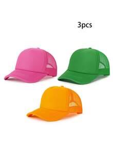 1顶/3顶纯色休闲网眼透气棒球帽，户外防晒休闲帽，适合旅行、海滩、度假，时尚百搭Y2K风格男女通用遮阳帽 - 彩色 - 查看 6
