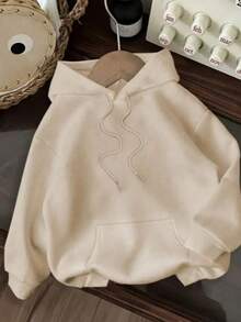 Unisex Sweatshirt, Printed Back, Jacket With Kangaroo Pocket, Drawstring, Hood, Premium Line - Màu Khaki - Xem 2