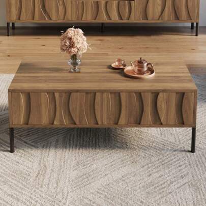 Modern Retro-Style Coffee Table, Living Room Furniture. Dimensions: 105 Cm (Length) X 55 Cm (Width) X 41 Cm (Height).