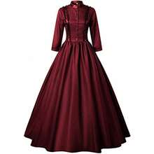 Women's Medieval Gothic Renaissance Dress Costume Queen Halloween Ball Gown Steampunk Corset Lace Up Victorian Era Dress - 紅色 - 查看 1