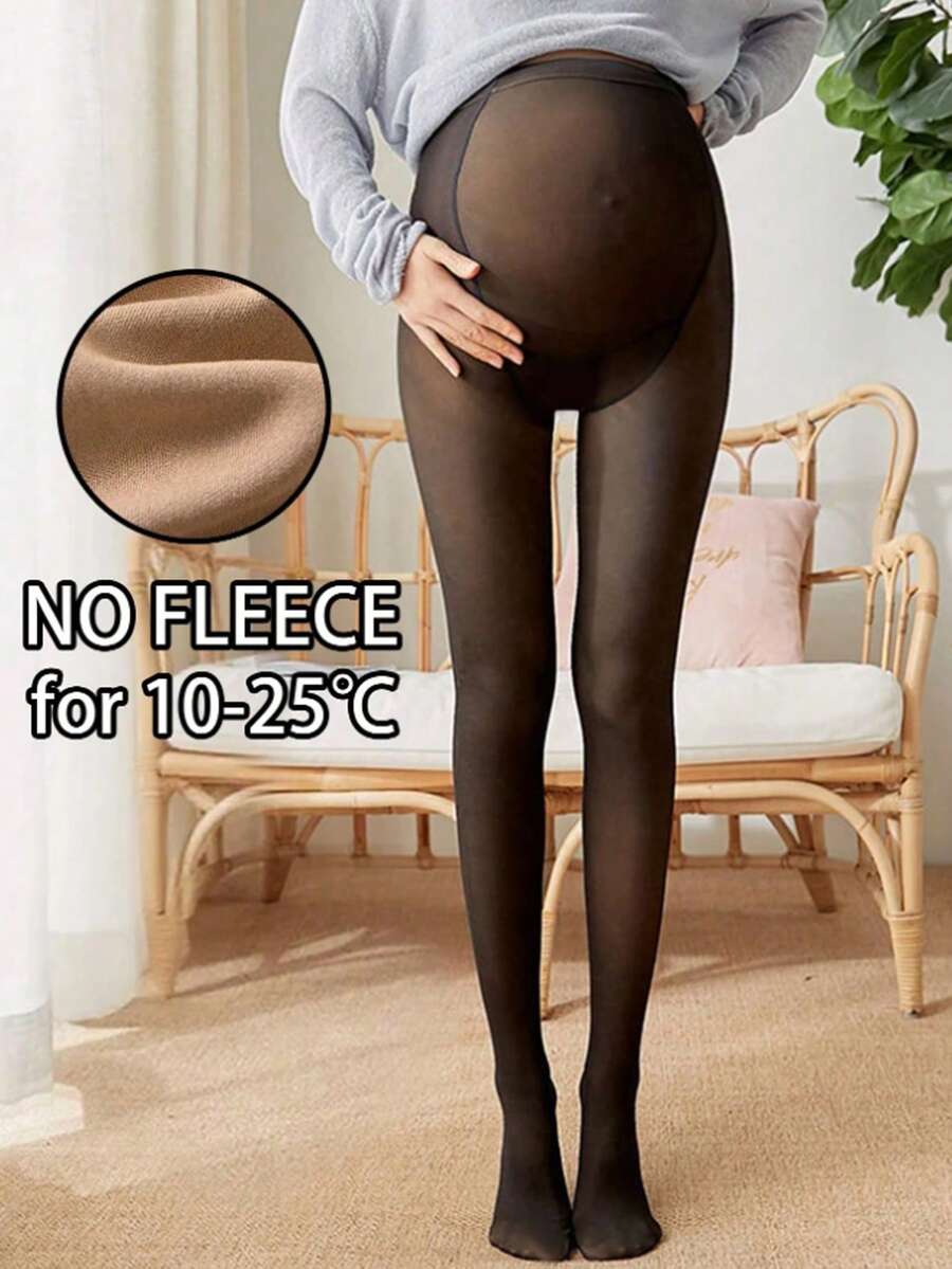 1 Pair 110g Large Size Pregnant Women Leggings, Stockings, Spring And Autumn Leg Shining Artifact, Integrated Skin Penetrating Black Fake Flesh Penetrating Pantyhose,Maternity Tights, Work And Business Stockings, Office Leggings