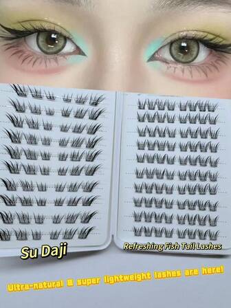 120/140 kluster stor kapacitet limmade kattälvfransar bok | Nybörjarvänliga realistiska kattöronfransar | Lata naturliga rena önskanfransar för stora ögon