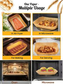50/100pcs Air Fryer Parchment Paper Liners, Disposable Non-Stick Baking Mats, Round & Rectangular Air Fryer Liners, Food Basket Liners, Plate Mats, Oil-Proof Tray Liners, Chicken & Fries Mats, Waterproof - Multicolor - View 9