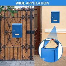 Caja de donaciones metálica con llave Buzón con cerradura Caja de sugerencias Urna segura montada en pared con ranura - Azul - Ver 5