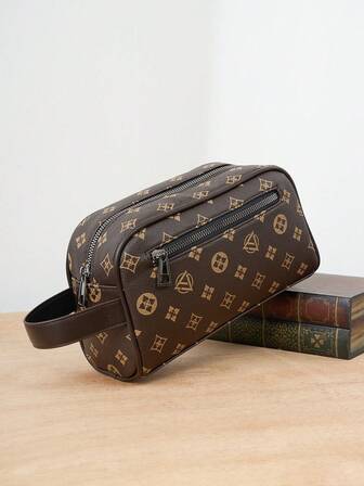 HOVI'S Bolso de embrague de cuero PU minimalista para hombres, cartera con cremallera de gran capacidad, con correa de muñeca, bolso de mano de negocios de moda, regalo de Navidad, bolsa de regalo para hombres, paquete de Navidad