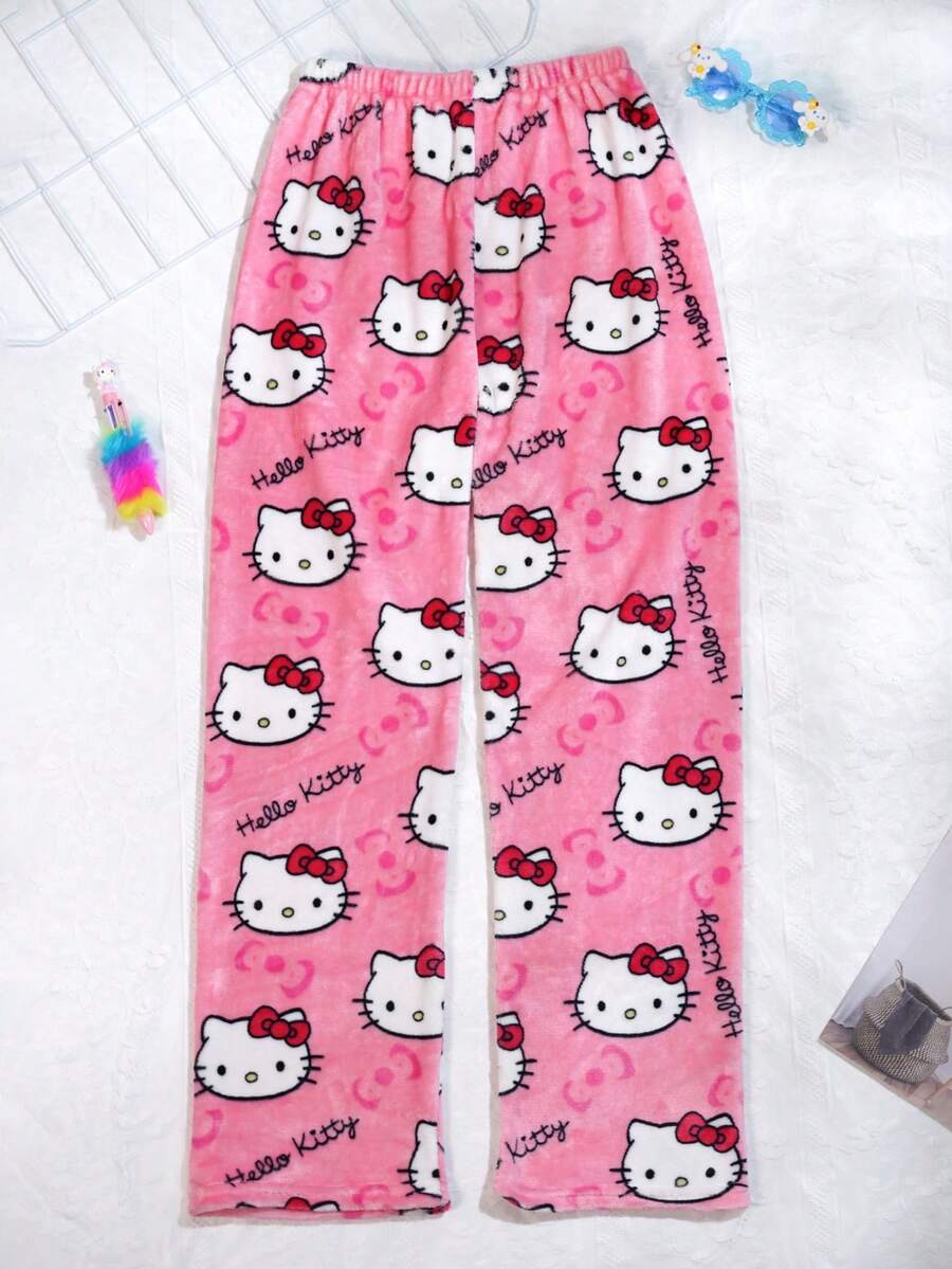 Sanrio 三丽鸥Hello Kitty法兰绒睡裤 - 粉色可爱Kitty Kitty睡裤，Hello Kitty图案睡裤，大码女性的完美礼物 - 三丽鸥粉丝必备，舒适家居服，可爱时尚，大码睡裤 - 粉色 - 查看 1
