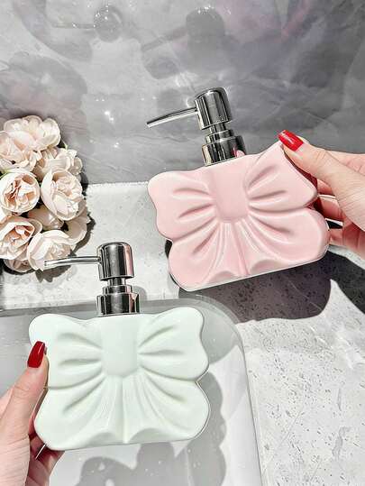 1pc Nordic Style Cute Bow Toothbrush Holder, Shampoo & Body Wash Dispenser Bottles, High-Quality Bathroom Decor, Gifts For Holidays, Birthdays, Boyfriends/Girlfriends