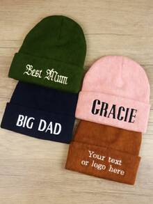 1pc Customizable Soft & Warm Winter Hat, Can Be Embroidered With Name, Knitted Beanie, Great Christmas Gift - Multicolor - View 5