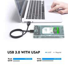 2.5" USB 3.0 To SATA III External Hard Drive Enclosure, Optimized For 7mm/9.5mm 2.5" HDD/SSD, Tool-Free Installation, Supports Up To 4TB Capacity (UASP Protocol), Compatible With WD, Seagate And Other Brands - Black - View 3