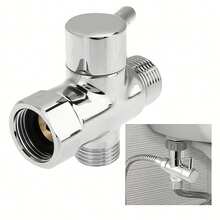 1pc Shower Diverter Valve - Metal Valve, Faucet Turning Valve, Suitable For Kitchen And Bathroom Sink, Bathroom Faucet Parts, G1/2 Shower Diverter Chrome Plated, Chrome Plated Shower Arm Switch Valve G1/2 Thread - Universal Bathroom Replacement - Silver - View 6